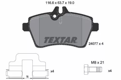 Bremsbelagsatz, Scheibenbremse TEXTAR 2407701)