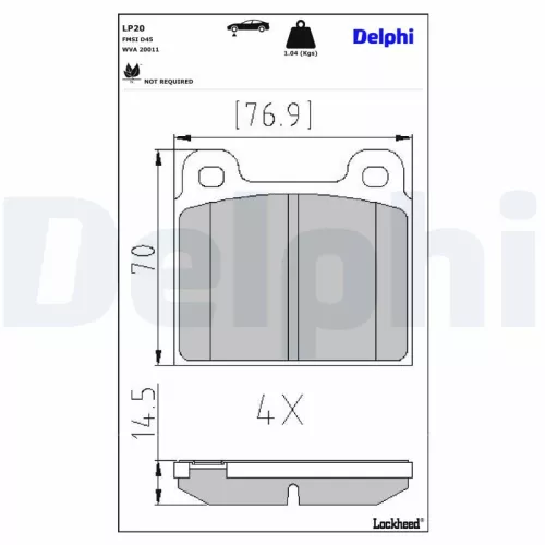 Brake Pad Set, disc brake DELPHI LP20)
