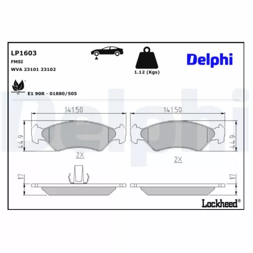 Brake Pad Set, disc brake DELPHI LP1603)