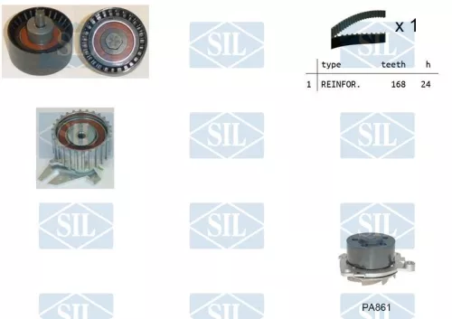 Water Pump & Timing Belt Kit Saleri SIL K1PA861)