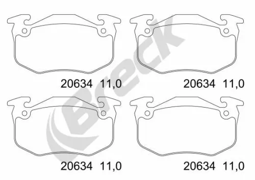 Brake Pad Set, disc brake BRECK 20634 00 702 00)