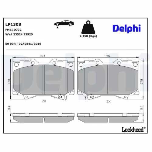 Bremsbelagsatz, Scheibenbremse DELPHI LP1308)