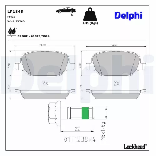 Brake Pad Set, disc brake DELPHI LP1845)