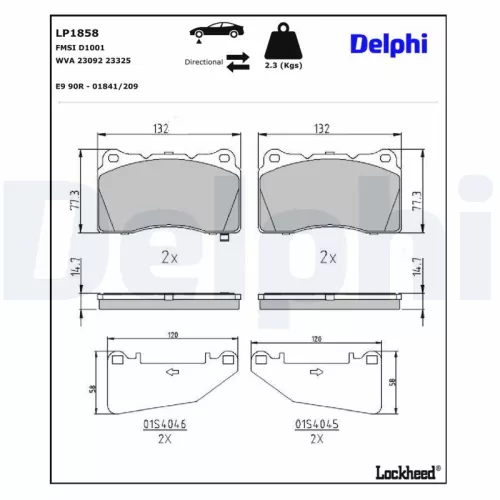 Brake Pad Set, disc brake DELPHI LP1858)
