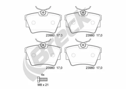 Brake Pad Set, disc brake BRECK 23980 00 703 00)