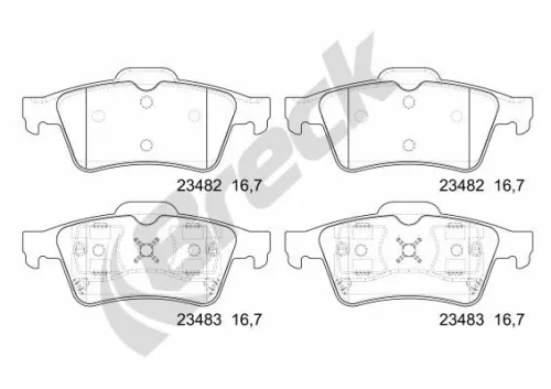 Brake Pad Set, disc brake BRECK 23482 00 702 00)