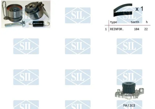 Water Pump & Timing Belt Kit Saleri SIL PA1303)