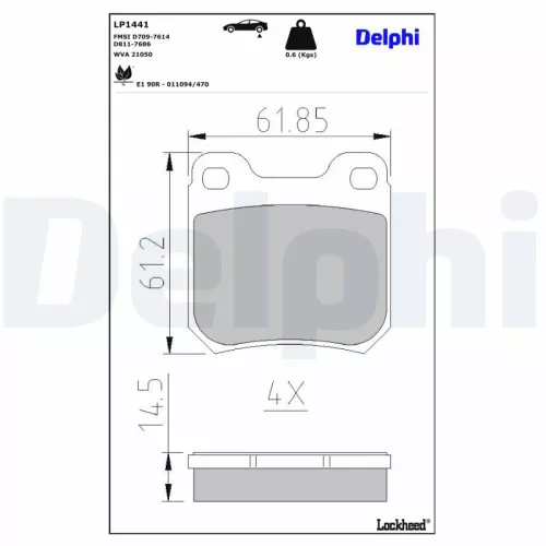 Brake Pad Set, disc brake DELPHI LP1441)