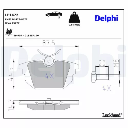 Brake Pad Set, disc brake DELPHI LP1472)