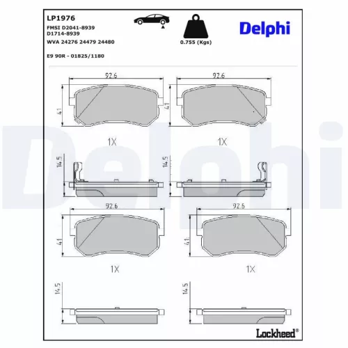 Brake Pad Set, disc brake DELPHI LP1976)