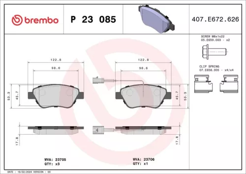 Brake Pad Set, disc brake BREMBO P 23 085)