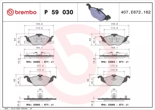 Bremsbelagsatz, Scheibenbremse BREMBO P 59 030)