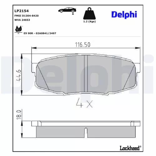 Brake Pad Set, disc brake DELPHI LP2154)