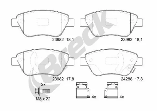 Brake Pad Set, disc brake BRECK 23982 00 702 10)