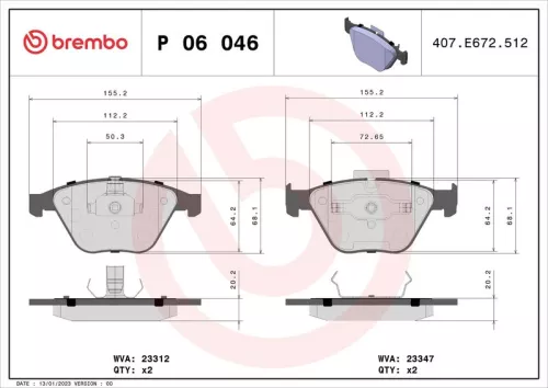 Bremsbelagsatz, Scheibenbremse BREMBO P 06 046)