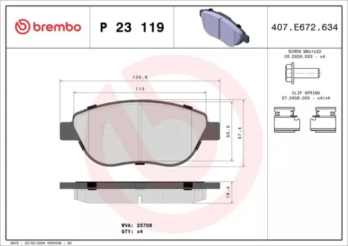 Brake Pad Set, disc brake BREMBO P 23 119)