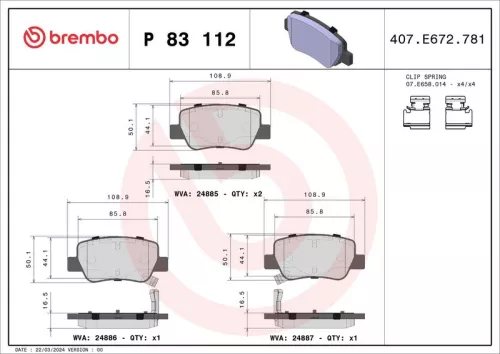 Bremsbelagsatz, Scheibenbremse BREMBO P 83 112)