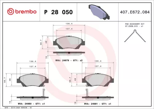 Bremsbelagsatz, Scheibenbremse BREMBO P 28 050)