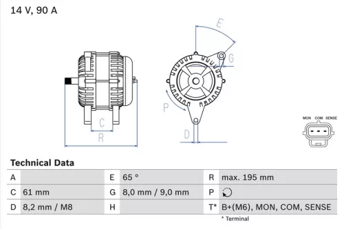 Alternator BOSCH 0 986 044 651)
