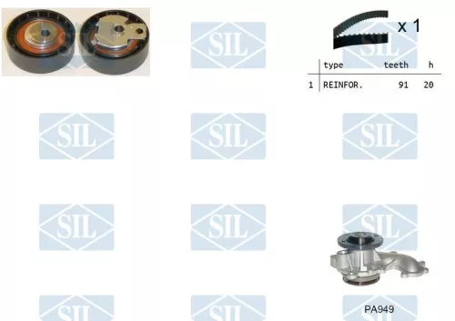Water Pump & Timing Belt Kit Saleri SIL K1PA949)