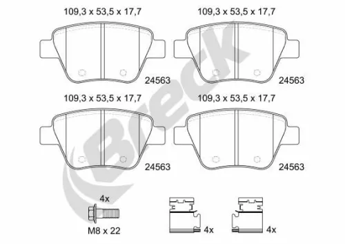 Brake Pad Set, disc brake BRECK 24563 00 704 00)