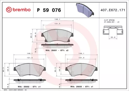 Brake Pad Set, disc brake BREMBO P 59 076)