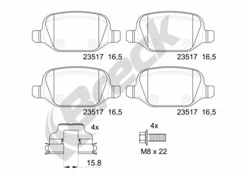 Brake Pad Set, disc brake BRECK 23517 00 704 00)