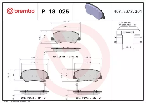 Brake Pad Set, disc brake BREMBO P 18 025)