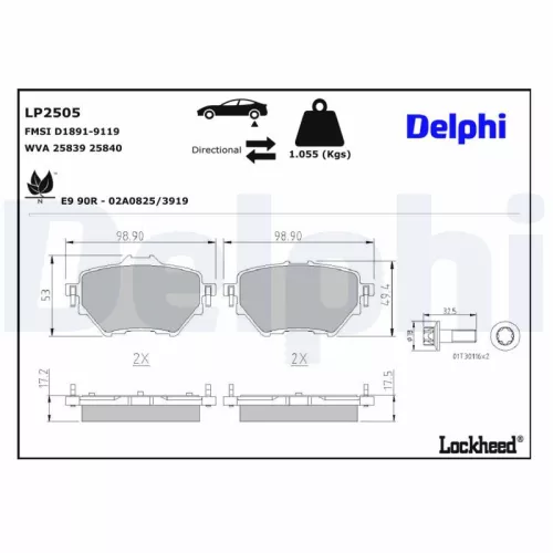 Brake Pad Set, disc brake DELPHI LP2505)