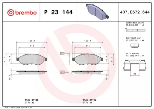 Brake Pad Set, disc brake BREMBO P 23 144)