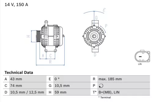 Alternator BOSCH 0 986 082 580)