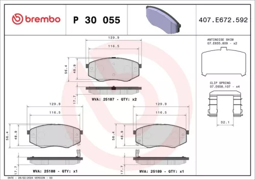 Brake Pad Set, disc brake BREMBO P 30 055)