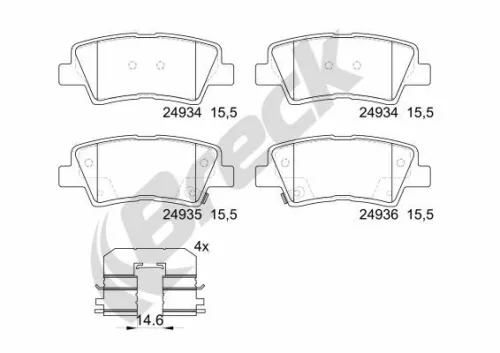 Brake Pad Set, disc brake BRECK 24934 00 702 00)