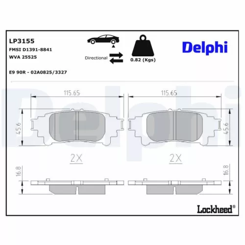 Brake Pad Set, disc brake DELPHI LP3155)