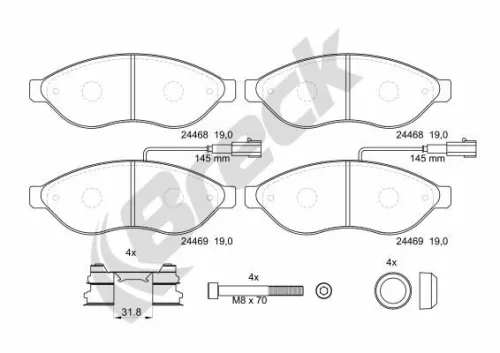 Brake Pad Set, disc brake BRECK 24469 00 703 20)
