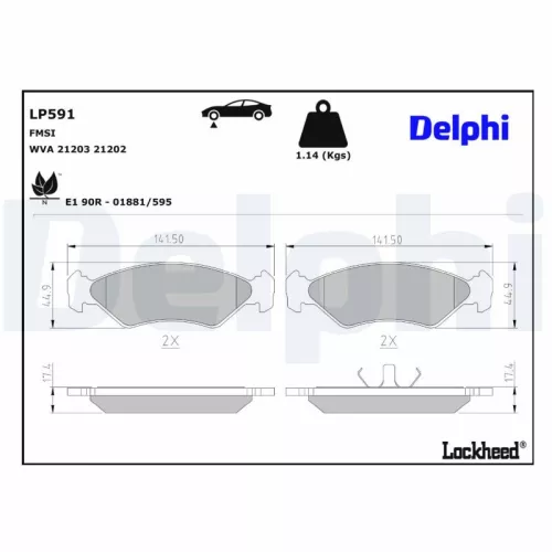 Brake Pad Set, disc brake DELPHI LP591)