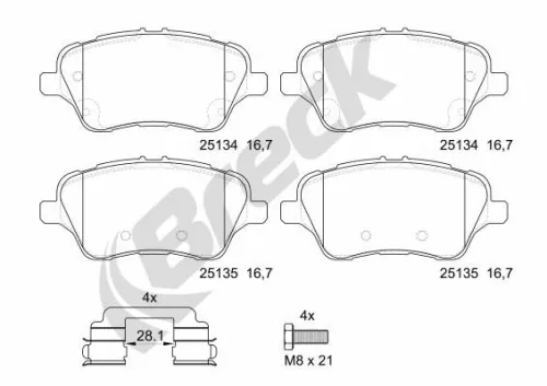 Brake Pad Set, disc brake BRECK 25134 00 701 00)