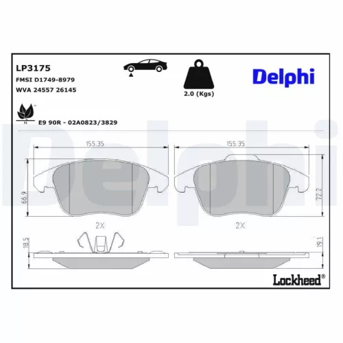 Brake Pad Set, disc brake DELPHI LP3175)