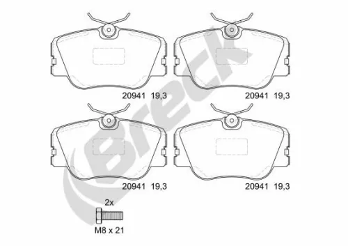 Bremsbelagsatz, Scheibenbremse BRECK 20941 00 701 00)