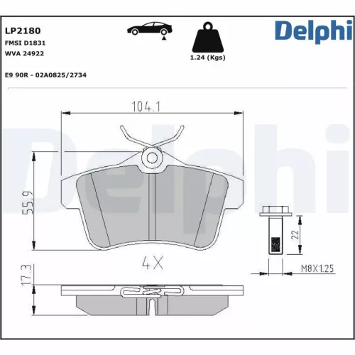 Brake Pad Set, disc brake DELPHI LP2180)
