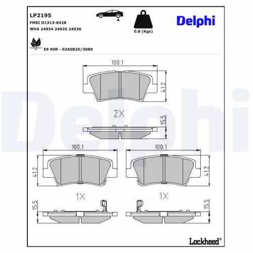 Brake Pad Set, disc brake DELPHI LP2195)