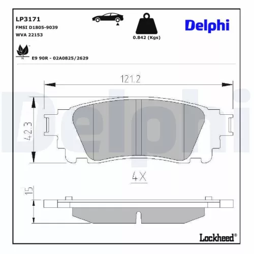 Bremsbelagsatz, Scheibenbremse DELPHI LP3171)