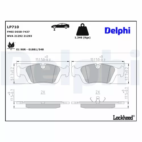Brake Pad Set, disc brake DELPHI LP710)