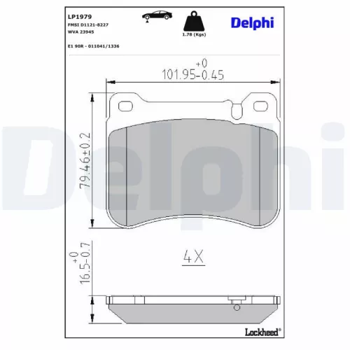 Brake Pad Set, disc brake DELPHI LP1979)