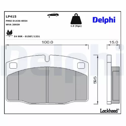 Brake Pad Set, disc brake DELPHI LP415)