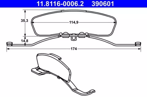 Spring, brake caliper ATE 11.8116-0006.2)