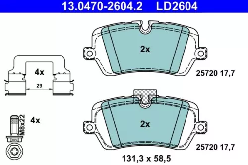 Brake Pad Set, disc brake ATE 13.0470-2604.2)