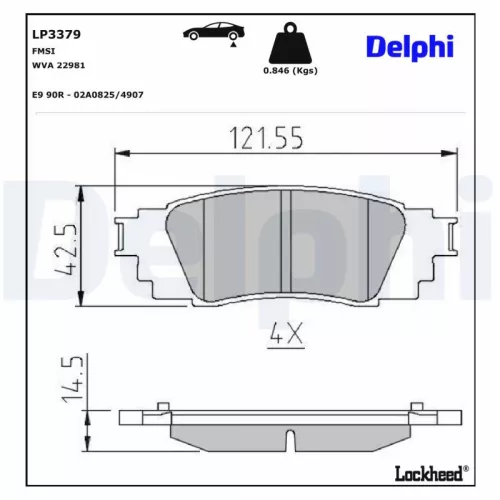 Bremsbelagsatz, Scheibenbremse DELPHI LP3379)