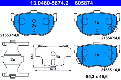 Brake Pad Set, disc brake ATE 13.0460-5874.2)