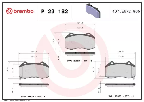 Brake Pad Set, disc brake BREMBO P 23 182)